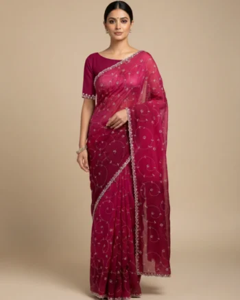 Pink Fendi Chiffon Saree