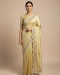 Soft Antique Gold Satin Silk Saree