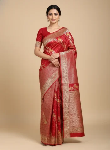 Apoorva Red Chanderi Silk Saree
