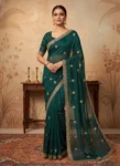 Elegant Green Fancy Georgette Saree