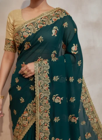 Jyotikaa Green Georgette Saree