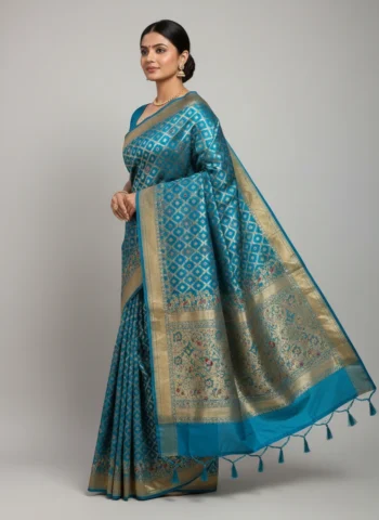 Apoorva Sky Blue Chanderi Silk Saree Bridal & Party Wear Elegance