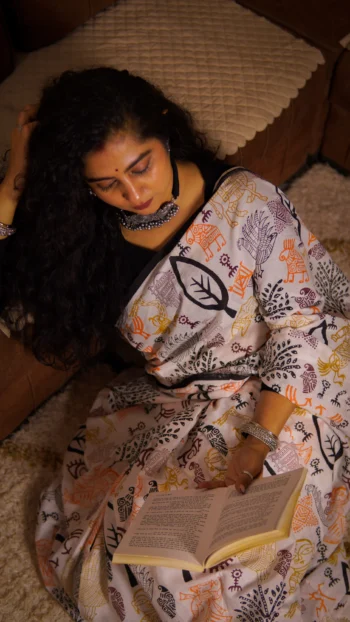 Surmayi Giriraj Exclusive Black Block Print Handloom Saree