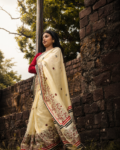 Ivory Pure Silk Saree Cinematic Editorial Look
