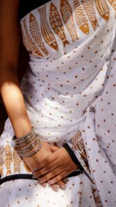 Saree pallu with traditional block print design