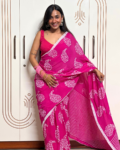 Pink Georgette Printed Saree