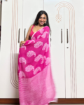 Pink Georgette Printed Saree