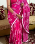 Pink Georgette Printed Saree
